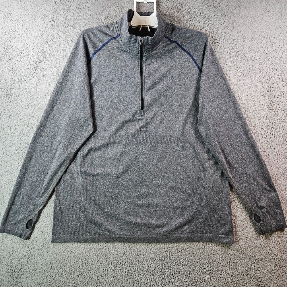 Lululemon Sweater Sweashirt Men XXL 1/4 Zip Gray‎ Lightweight Performance